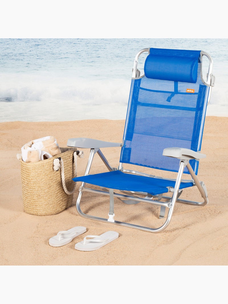 Aktive lot de 2 chaises de plage basses multipositions 47x49x82 cm gomera Bleu - Kiabi