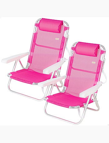 Aktive lot de 2 chaises de plage basses multipositions 48x46x84 cm