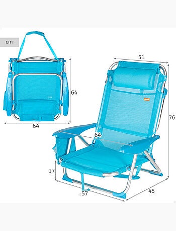 Aktive lot de 2 chaises de plage basses pliantes et multipositions 51x45x76 cm