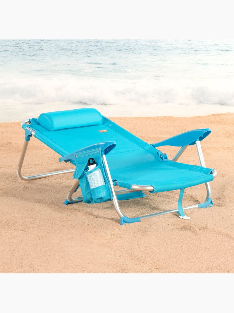 Aktive lot de 2 chaises de plage basses pliantes et multipositions 51x45x76 cm Bleu - Kiabi