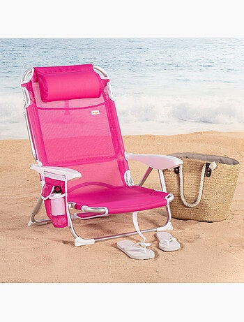 Aktive lot de 2 chaises de plage basses pliantes multipositions 51x45x76 cm