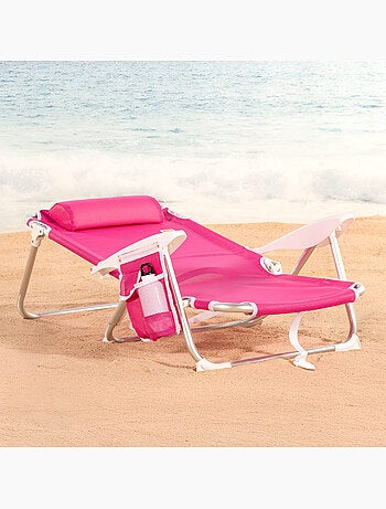 Aktive lot de 2 chaises de plage basses pliantes multipositions 51x45x76 cm