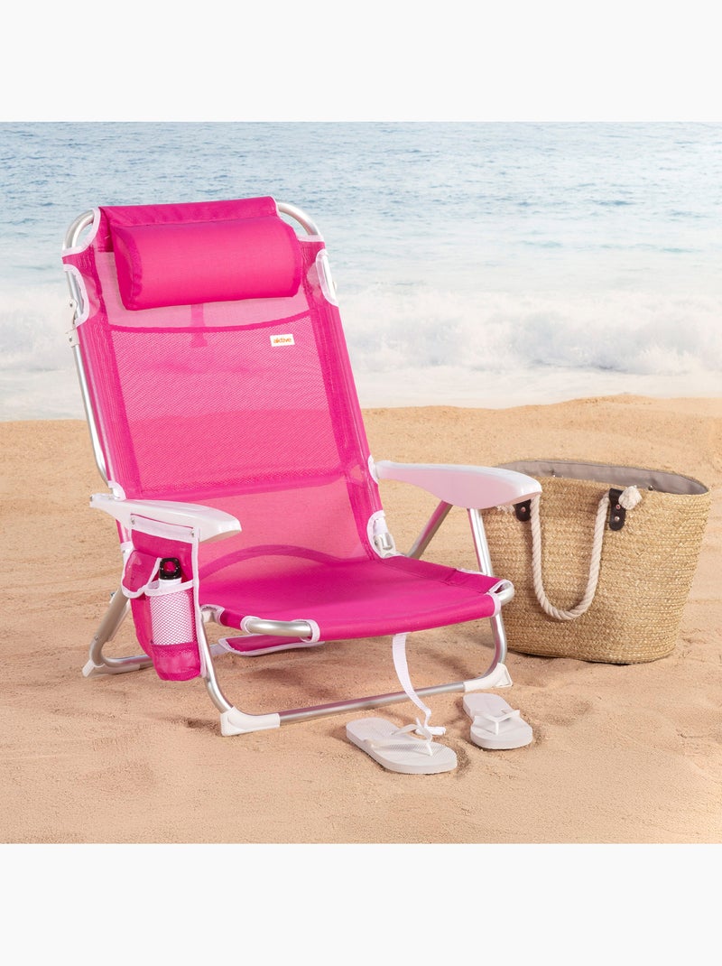 Aktive lot de 2 chaises de plage basses pliantes multipositions 51x45x76 cm Rose fushia - Kiabi