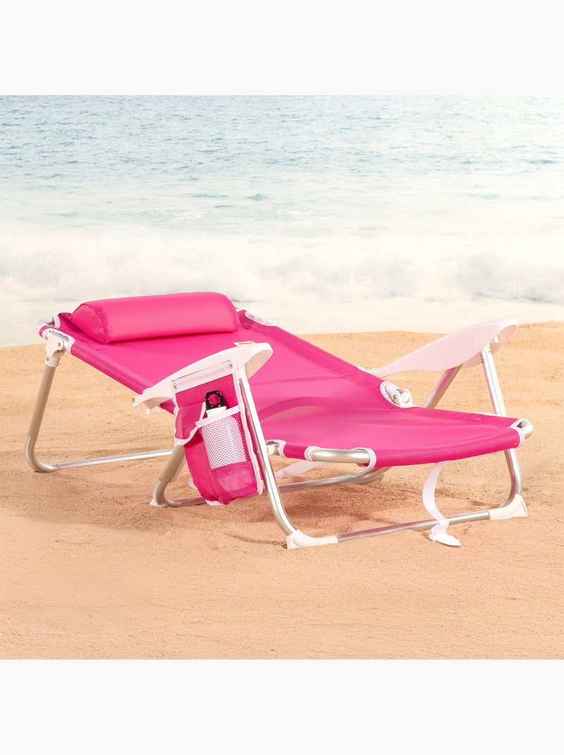 Aktive lot de 2 chaises de plage basses pliantes multipositions 51x45x76 cm Rose fushia - Kiabi