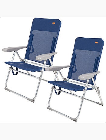 Aktive lot de 2 chaises de plage multipositions pliables slim 47 x 60 x 94 cm