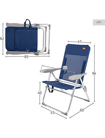 Aktive lot de 2 chaises de plage multipositions pliables slim 47 x 60 x 94 cm