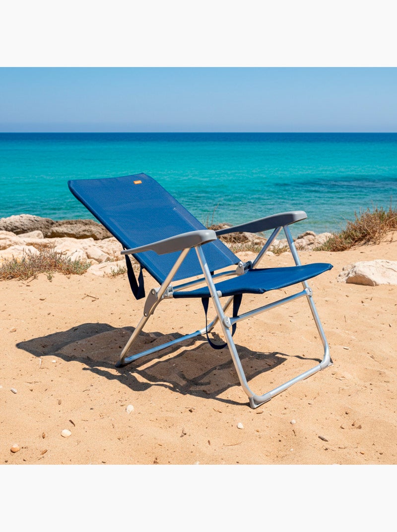 Aktive lot de 2 chaises de plage multipositions pliables slim 47 x 60 x 94 cm Bleu - Kiabi