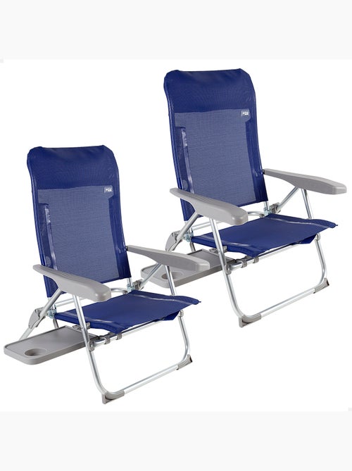 Aktive lot de 2 chaises de plage pliantes multipositions avec table et coussin - Kiabi Aktive lot de 2 chaises de plage pliantes multipositions avec table et coussin - Kiabi