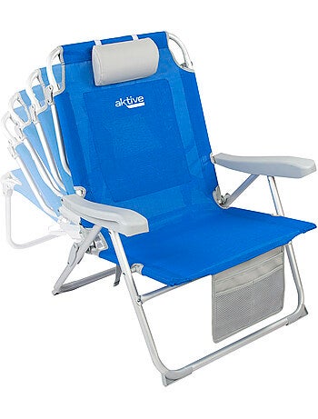 Aktive lot de 2 chaises de plage xxl pliantes et multipositions tissu renforcé