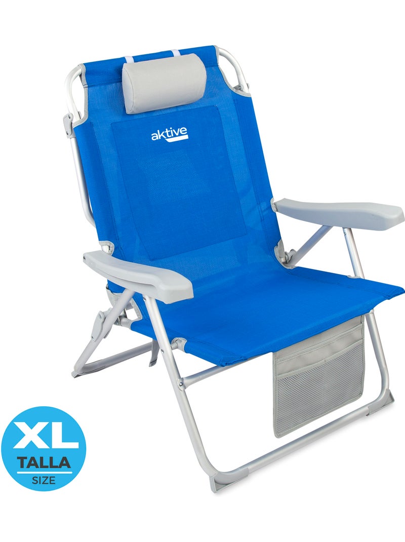 Aktive lot de 2 chaises de plage xxl pliantes et multipositions tissu renforcé Bleu - Kiabi