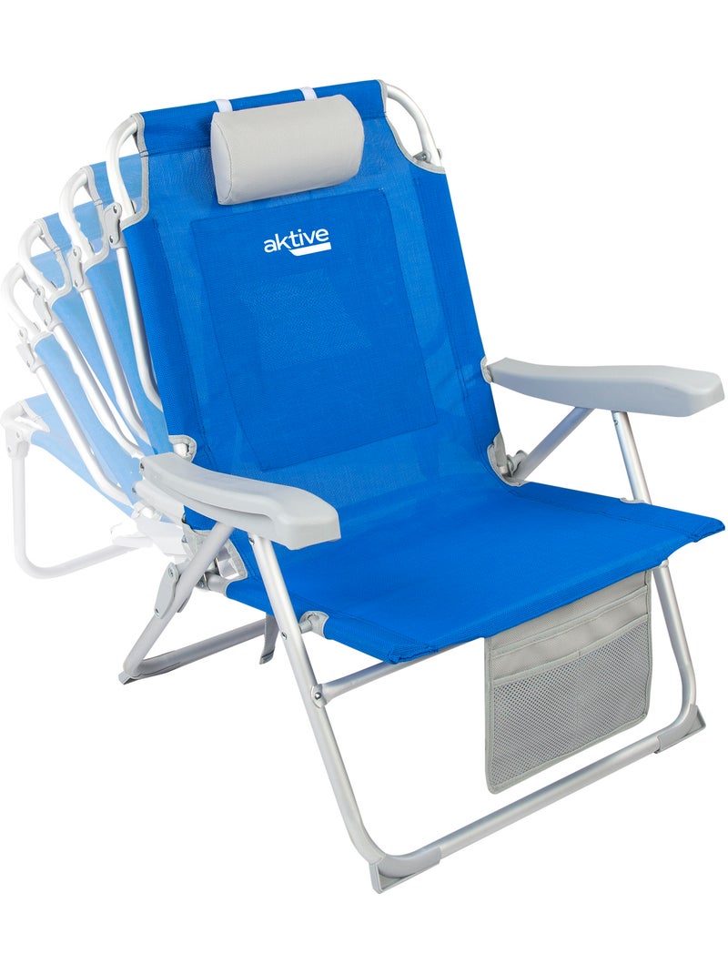 Aktive lot de 2 chaises de plage xxl pliantes et multipositions tissu renforcé Bleu - Kiabi