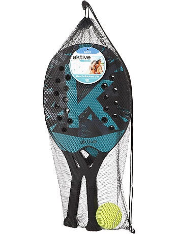 Aktive lot de 2 pagaies de plage 22x32x47 cm avec sac à balles et filet