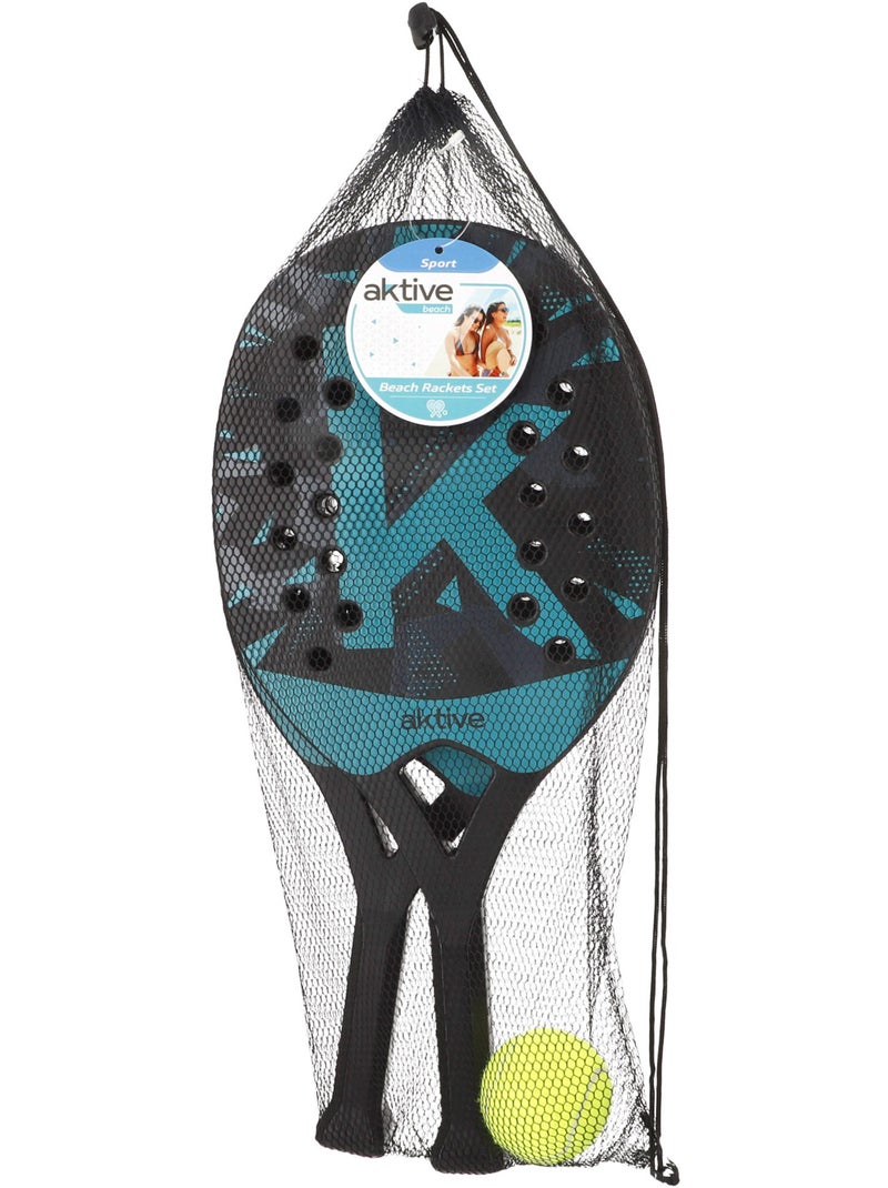Aktive lot de 2 pagaies de plage 22x32x47 cm avec sac à balles et filet N/A - Kiabi