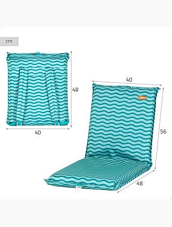 Aktive lot de 2 sièges de plage bas multipositions 40x48x56 cm à vagues avec poche arrière