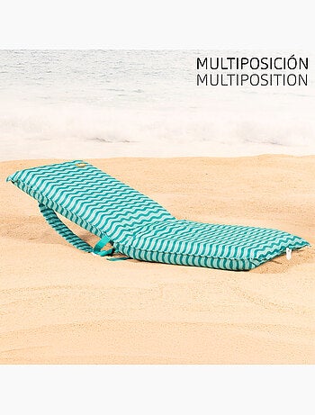 Aktive lot de 2 sièges de plage bas multipositions 40x48x56 cm à vagues avec poche arrière