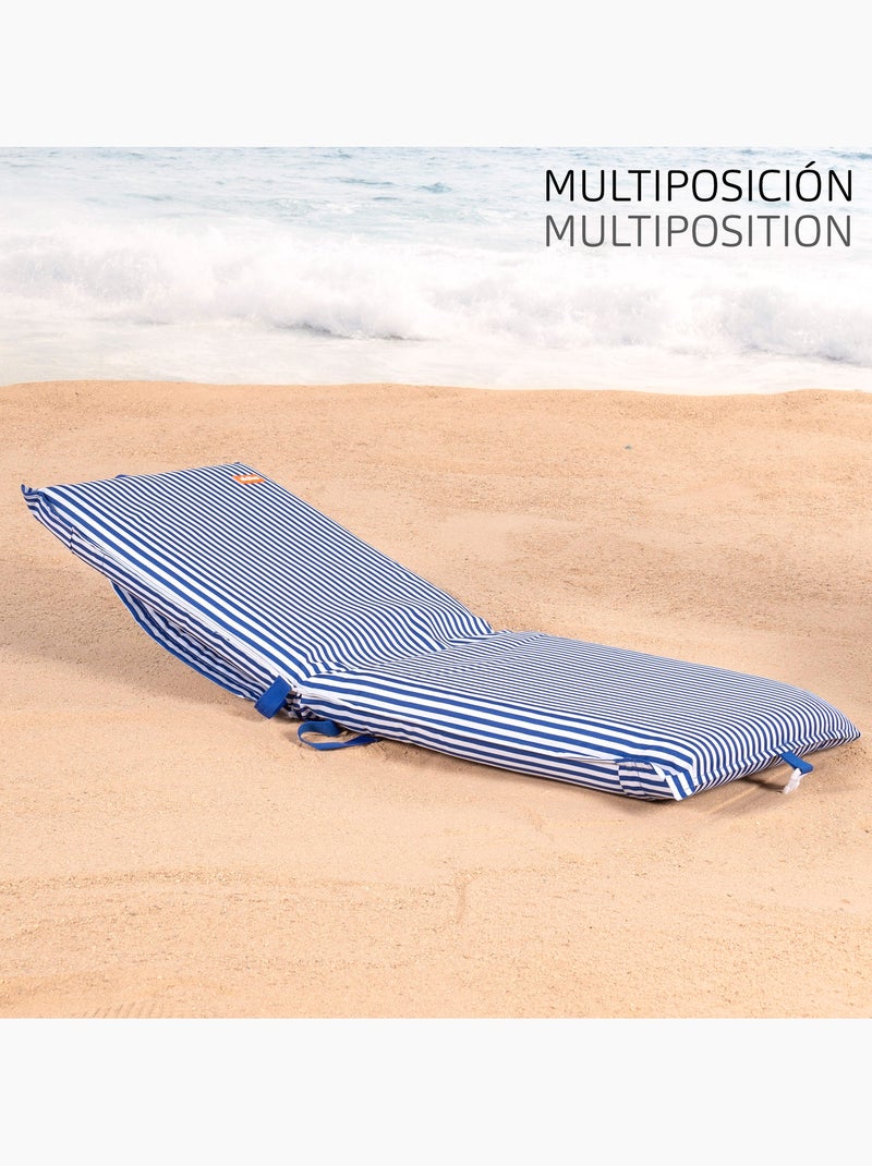 Aktive lot de 2 sièges de plage bas multipositions 40x48x56 cm avec poche arrière Bleu - Kiabi