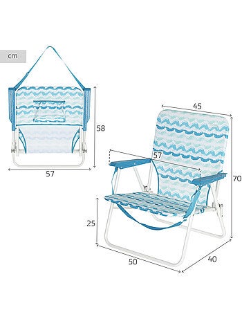 Aktive pack 2 chaises de plage pliantes basses 45x40x70 cm