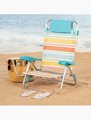 Aktive pack 2 chaises pliantes de plage 8 positions 48x50x80 cm rayures