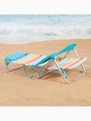 Aktive pack 2 chaises pliantes de plage 8 positions 48x50x80 cm rayures
