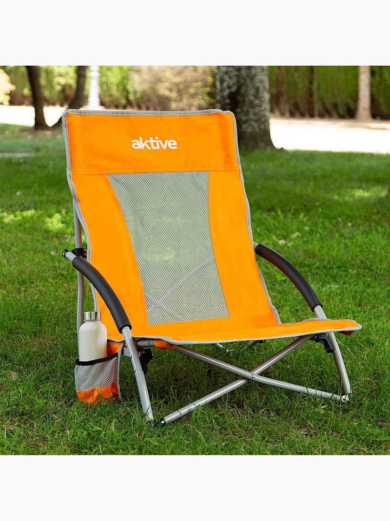 Aktive pack 4 chaises de plage pliantes 50x51x67 cm avec porte-gobelets Orange - Kiabi