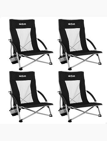 Aktive pack 4 chaises pliantes de camping 50x51x67 cms avec sous-verres