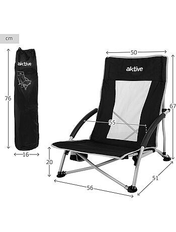 Aktive pack 4 chaises pliantes de camping 50x51x67 cms avec sous-verres