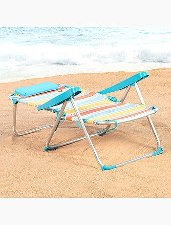 Aktive pack de 2 chaises de camping pliantes de luxe 48x60x90 cm 5 positions avec dossier