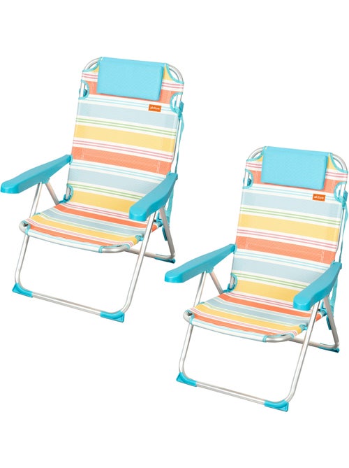 Aktive pack de 2 chaises de camping pliantes de luxe 48x60x90 cm 5 positions avec dossier - Kiabi