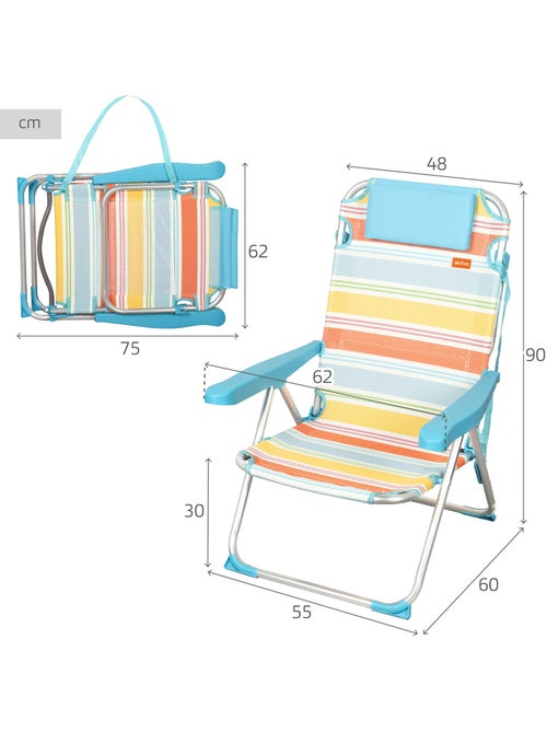 Aktive pack de 2 chaises de camping pliantes de luxe 48x60x90 cm 5 positions avec dossier - Kiabi