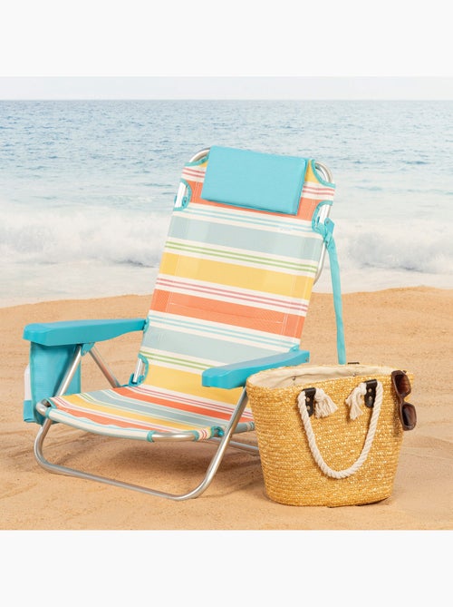Aktive pack de 2 chaises de plage pliantes 48x48x75 cm 5 positions avec coussin et poches - Kiabi