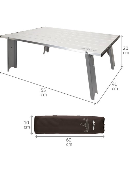 Aktive petite table de camping pliante ultralégère en aluminium 55x41x20 cm - Kiabi