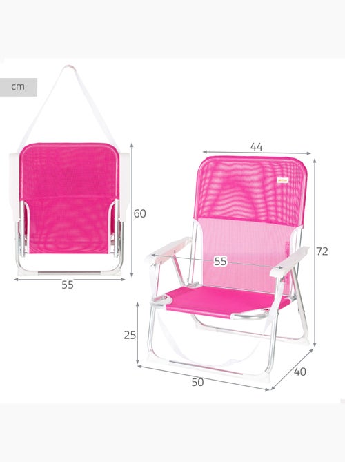 Aktive set 2 chaises de plage pliantes 44x40x72 cm avec poignée - Kiabi