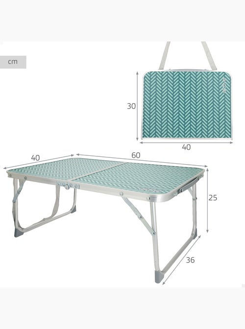Aktive table de camping pliable avec poignée de transport 60x40x25 cm - Kiabi