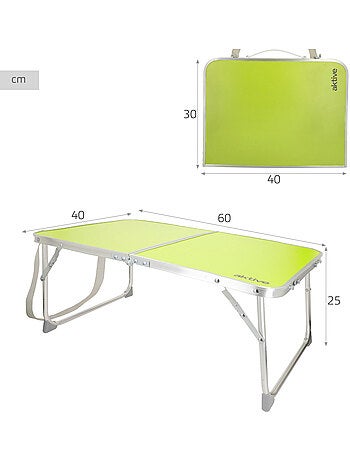 Aktive table de camping pliante avec poignée 60x40x25 cm