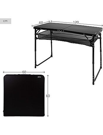 Aktive table de camping pliante, réglable en hauteur et antidérapante avec filet