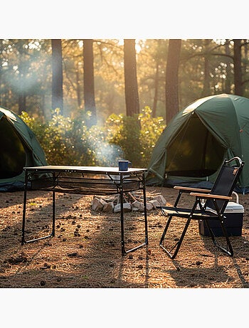 Aktive table de camping pliante, réglable en hauteur et antidérapante avec filet