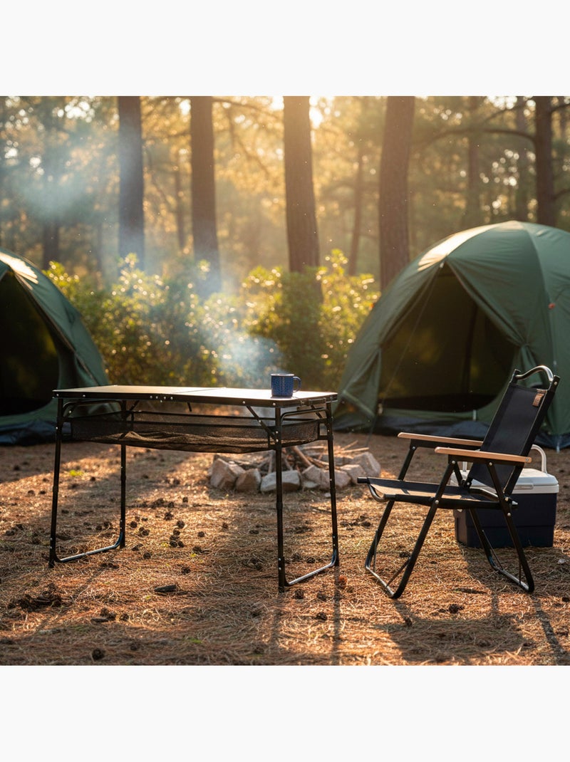Aktive table de camping pliante, réglable en hauteur et antidérapante avec filet Noir - Kiabi