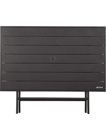 Aktive table de jardin pliante en acier pour 4 personnes avec trou pour parasol 120x75x70 cm