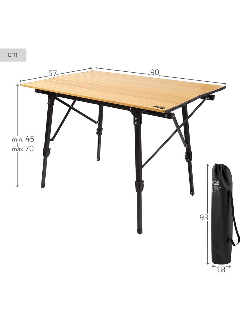Aktive table pliante de glamping à hauteur réglable Bois naturel - Kiabi