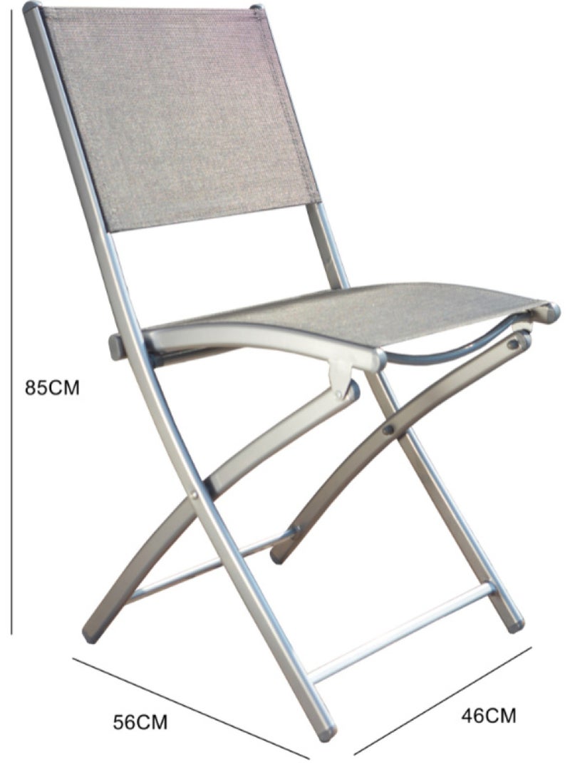 ALASSIO Ensemble de jardin table 150 cm + lot de 4 chaises pliantes Gris - Kiabi