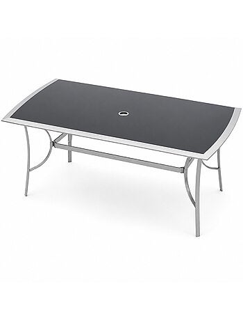 Alassio table de jardin 150cm en aluminium gris