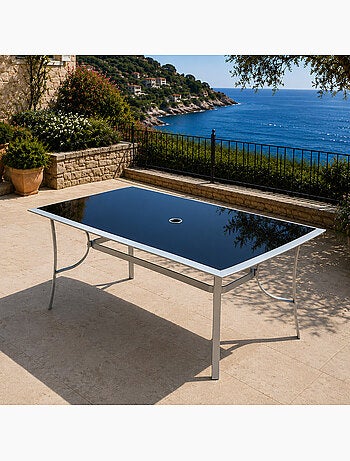 Alassio table de jardin 150cm en aluminium gris