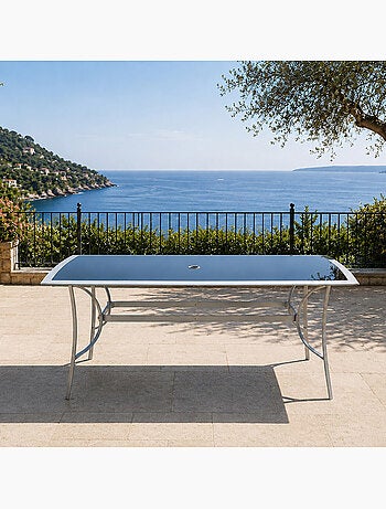 Alassio table de jardin 150cm en aluminium gris