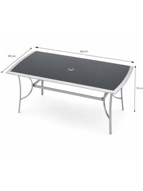 Alassio table de jardin 150cm en aluminium gris - Kiabi