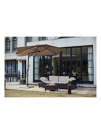 ALCUDIA Parasol gris droit rond 294 x 294 m