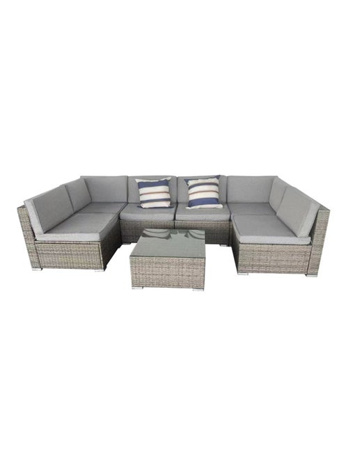 ALDABRA - salon de jardin modulable 6 places en résine tressée - gris et gris - Kiabi