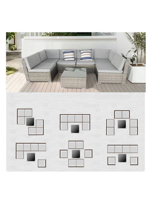 ALDABRA - salon de jardin modulable 6 places en résine tressée - gris et gris - Kiabi