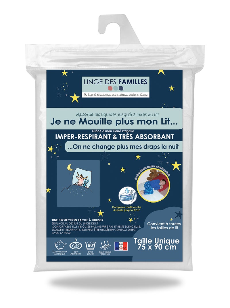 Alèse Imperméable Ultra Absorbante - Spéciale Pipi au Lit, Incontinence, Règles - Linge des Familles Blanc Bleu - Kiabi