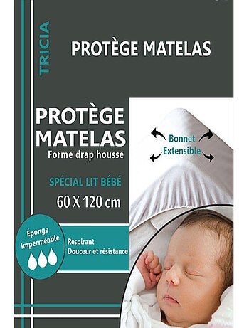 Alèse plastifiée pour lit bébé dessus éponge