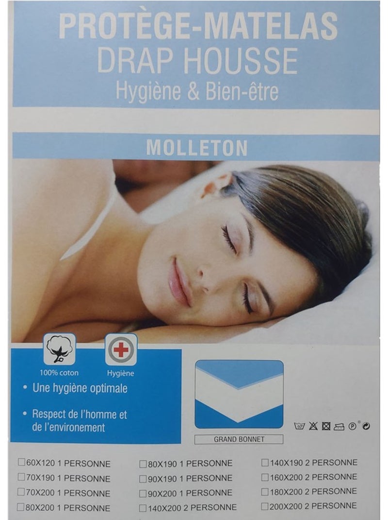Alèse protège matelas coton flanelle molleton SERENITE Blanc - Kiabi